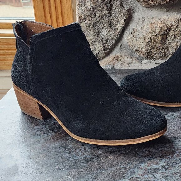 Susina Black/Tan Suede Leather Booties Size 8.5W - Picture 3 of 15